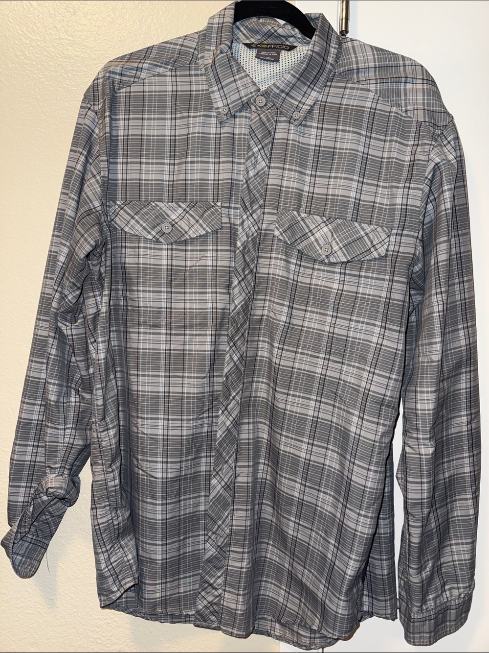 EX OFFICIO Plaid Button-Down fishing Shirt LARGE
